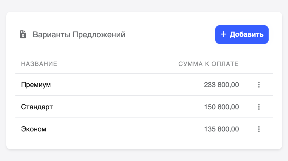 Варианты предложения